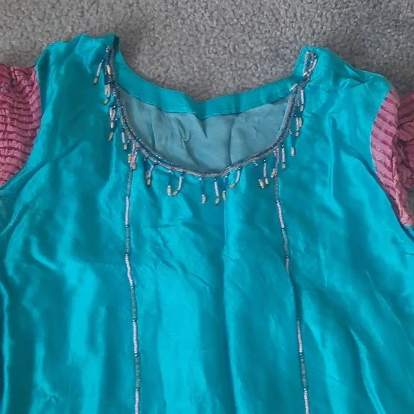 Aqua and pink salwar kameez - Picture 4 of 6